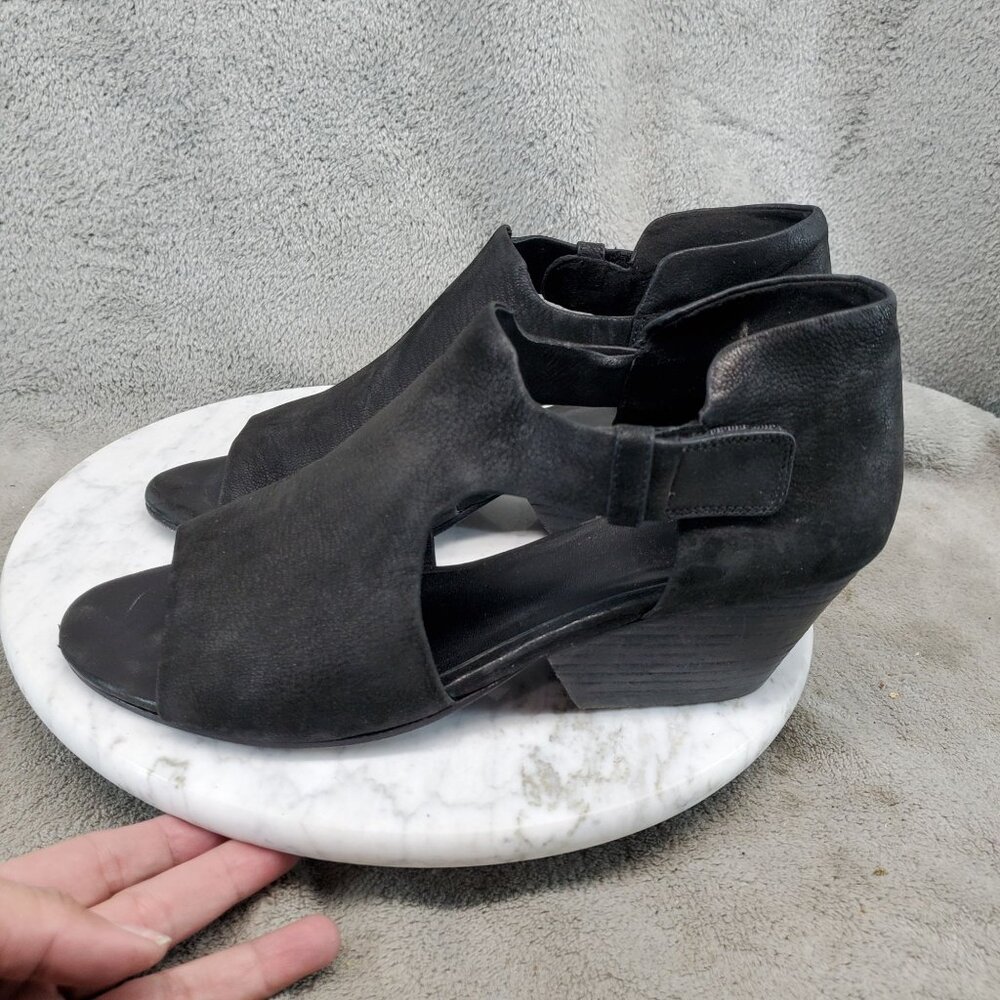 Eileen Fisher Shoes Womens Size 9 Black Leather Iris Cutout Side Ankle Booties